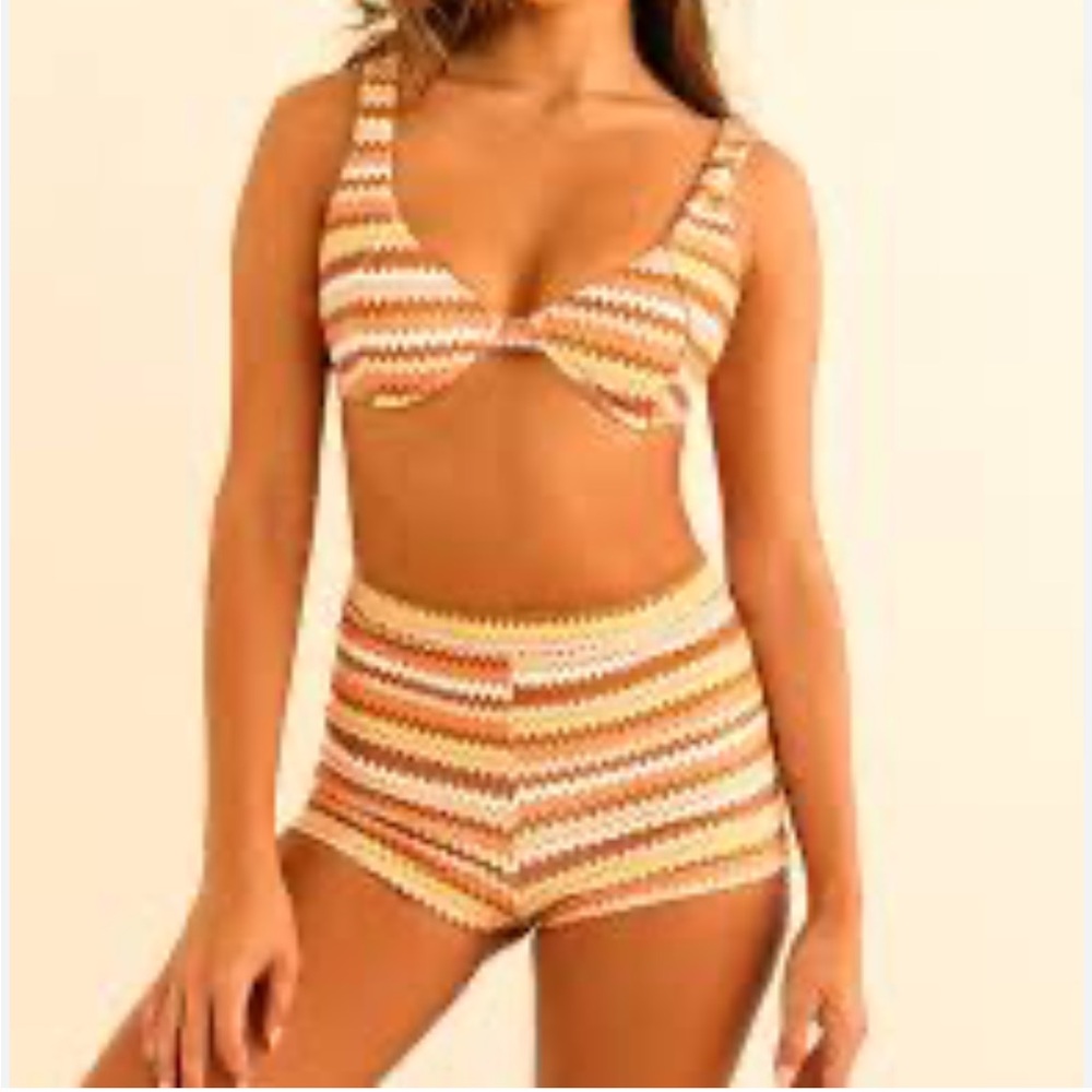 Dippin' Daisy's Multicolor Striped Bikini Farrah shorts + underwire top